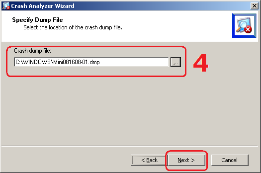 01. No menu iniciar acesse All Programs e em seguida Microsoft Diagnostics and Recovery Toolset. Clique na opção Crash Analyzer Wizard. Passo 01 Tela de boas vindas. 02.