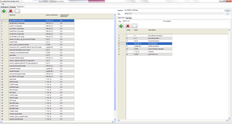 The Proteases option also allows including new enzymes in the default list of possible protein cleavages events which may be considered during the protein identification processing.