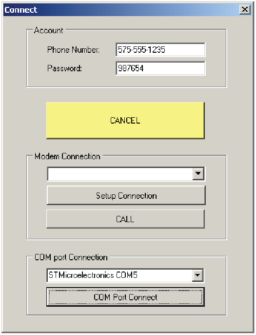 11. COMUNICAÇÃO DO CONSOLE A janela Conexão permite o RA4200 conectar-se com o SIREP-2.