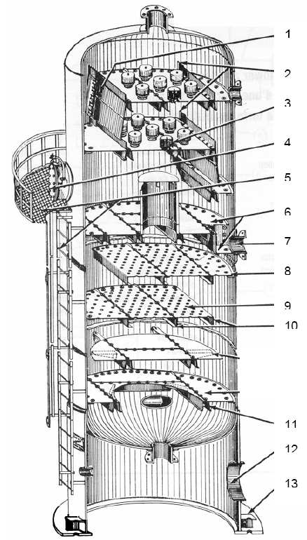 Coluna de Destilação de Pratos Uma coluna de pratos típica é apresentada na Figura 10. Figura 10. Esquema representativo de uma Coluna de Pratos. Figura 11.