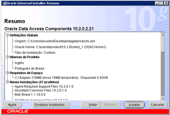 9) Pressione Instalar para iniciar o processo de