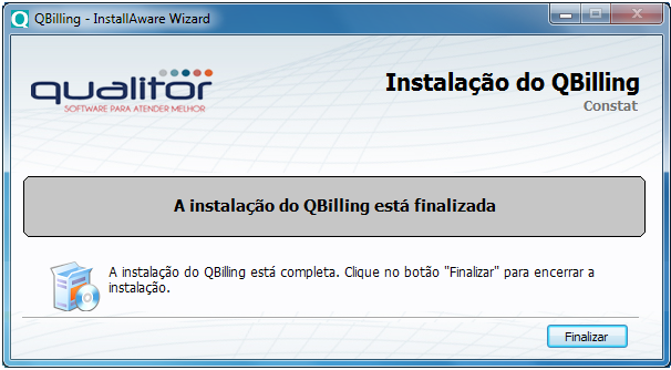 A instalação do QBilling foi realizada com sucesso. 1.1.7.