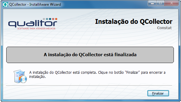 1.1.8 Finalizar instalação Após a instalação dos módulos citados anteriormente, o assistente informará que o Qualitor foi instalado e está pronto para ser utilizado.