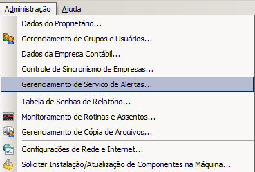 Fig. Área principal do GAP com o novo painel, à direita Painel de alertas dos sistemas Configuração do painel de alertas: Para alterar a configuração, deve ser logado no GAP com o usuário