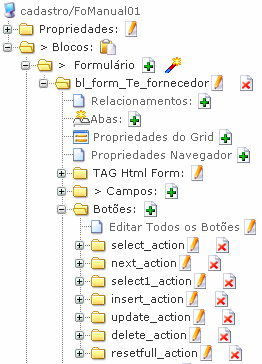 Para facilitar o desenvolvimento das aplicações, no e-gen tanto as propriedades quanto os elementos possuem, a medida do possível, nomes criados a partir de propriedade de tecnologias estabelecidas,