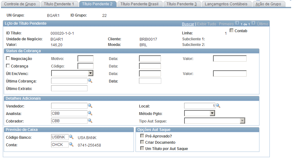 Página Título Pendente 2 No grupo Detalhes Adicionais é disponibilizado o campo Local.