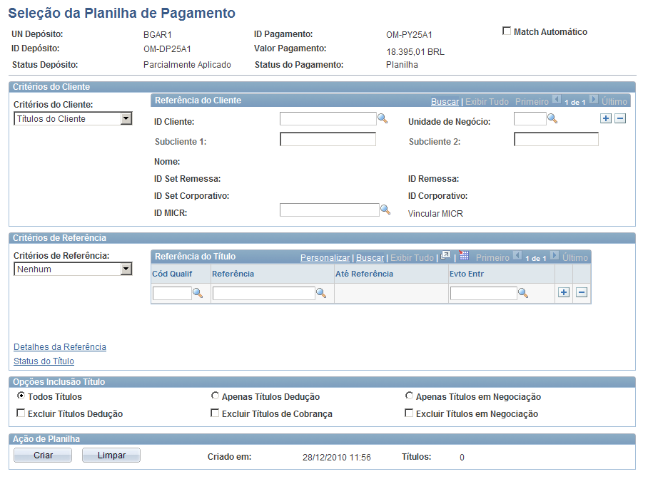 Página Seleção de Planilha Utilize a página Seleção de Planilha para formular uma nova planilha ou modificar alguma já existente.