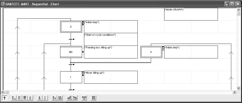 4.1.6.4. Grafcet (G7) O editor de Grafcet é usado para programar operações sequenciais, em uma forma estruturada em gráficos.