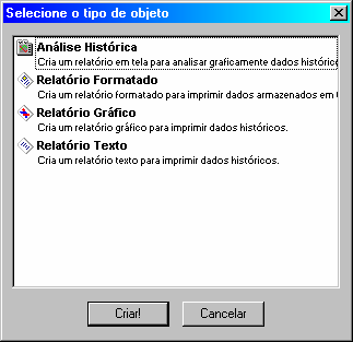 Você pode criar um novo Relatório usando o botão Novo à direita da página ou remover um existente selecionando-o na lista e pressionando o botão deletar.