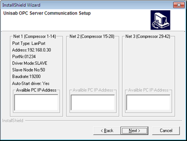 Capítulo 3 - Supervisão de Compressores de frio DISGELO Figura 6- Configuração da network escolhida e porta utilizada.