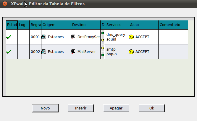 89 Cadastrando as regras de filtro As regras de filtro de pacotes geralmente são conhecidas como regras de firewall. São essas regras que efetivamente bloqueiam ou permitem os acessos.