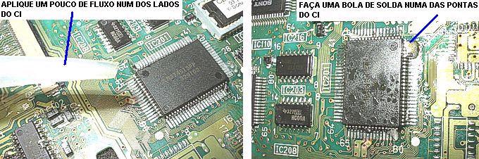 igue o soprador e coloque uma quantidade de ar e uma temperatura adequadas ao CI e ao circuito impresso onde for feita a operação.