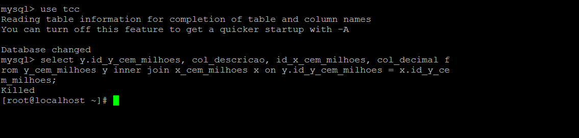 Segundos 65 Gráfico 3. Resultado dos testes de INNER JOIN com todos os registros.