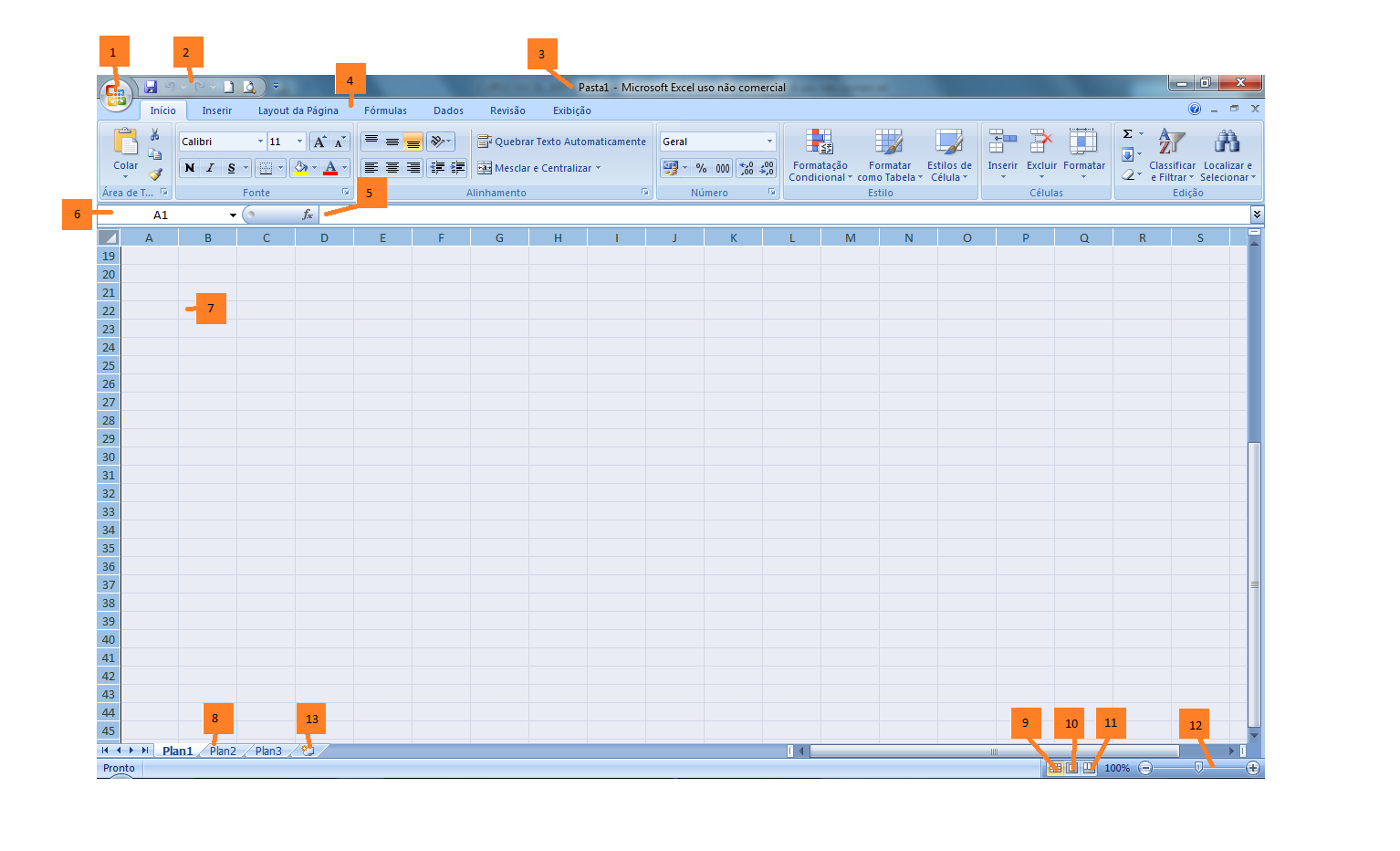 44 Microsoft Excel Introdução O Excel 2007 faz parte do pacote de programas do Microsoft Office 2007, nova versão do Office 2003.
