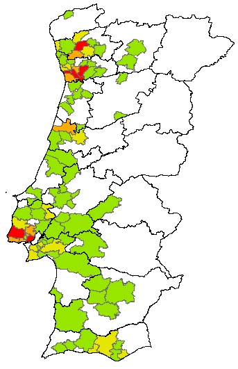 Roubo a postos de abastecimento de combustível Distribuição geográfica Distribuição por Distrito Distribuição por Município Escala representativa da ordem de grandeza referente ao número de registos