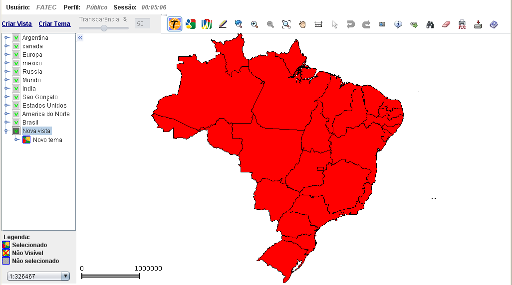 25 O resultado da criação pode ser visualizado na figura 6: Figura 6 - Mapa temático representando os dados do plano de informação selecionado. Fonte: GLUE, 2010.