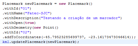 79 Figura 52 - Código da criação de um marcador. A figura 52 demonstra o código usado para criar um marcador.