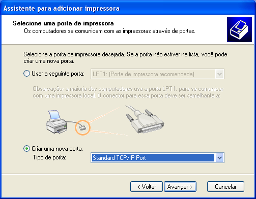 ETAPAS BÁSICAS DE IMPRESSÃO 11 ETAPA 3 Instalação dos drivers da impressora Postscript nos computadores dos usuários para impressão TCP/IP No computador com Windows XP de um usuário: 1 Clique em