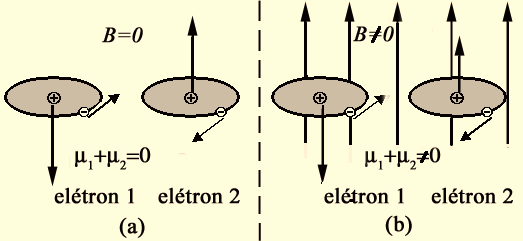 Diamagnetismo:Teoria de Larmor v R 2 2 vo R 2 2 evbo Rm Efeito diamagnético, em átomos com dois elétrons, mostrando o momento magnético