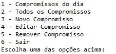 52 qualquer espécie, pessoal, corporativo, social etc. Cada compromisso é composto pelos atributos: título, local, descrição, data e horário.