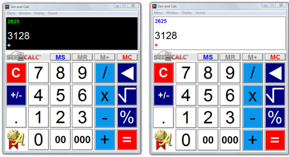 MENU DE OPÇÕES O menu de opções permite a seleção da ordem da janela (no topo das outras e normal), bem como selecionar o esquema de cor do mostrador da calculadora e ligar ou desligar o