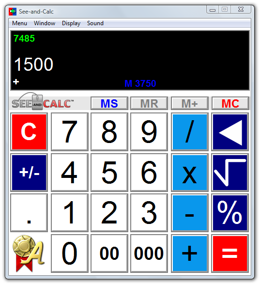 FUNÇÕES DE MEMÓRIA O See-and-Calc possui 4 teclas de memória. Veja a seguir: 1. MS - Armazena valor do display na memória 2. MR Recupera no display o valor armazenado na memória 3.