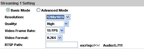 34 Video Setting O usuário pode escolher 2 saídas simultâneas de streaming: Streaming 1 Setting: Modo Básico e Modo Avançado Streaming 2 Setting: Modo Básico, Avançado, e 3GPP (Max Video Frame Rate