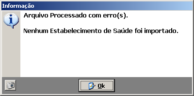 Após selecionar o arquivo desejado, clicar no botão Abrir da tela acima. Será mostrada a tela abaixo para confirmação do arquivo a ser processado.