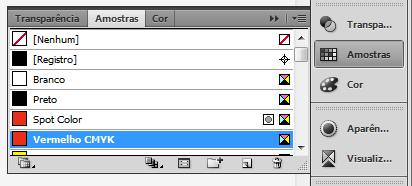 As amostras devem aparecer com este símbolo indica modo de cor CMYK.