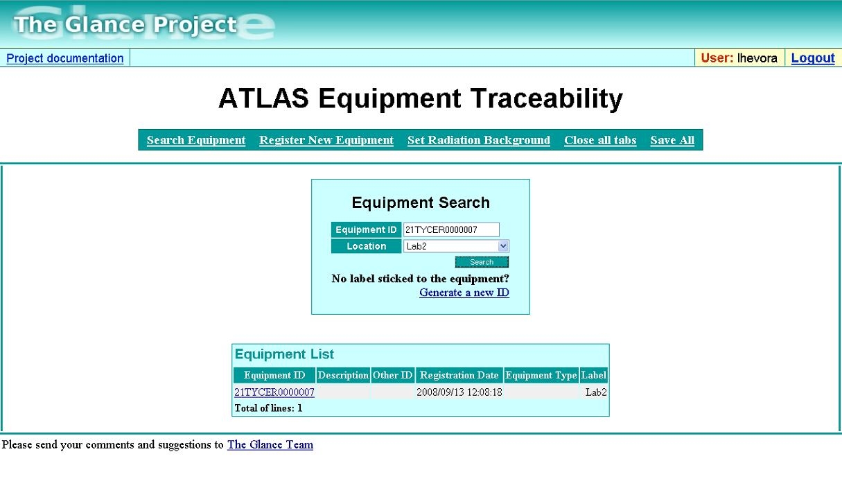 The system allows the user to search for equipment parts.