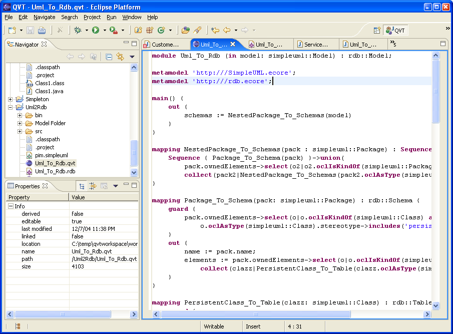 26 UML to RDB Example UML Class model