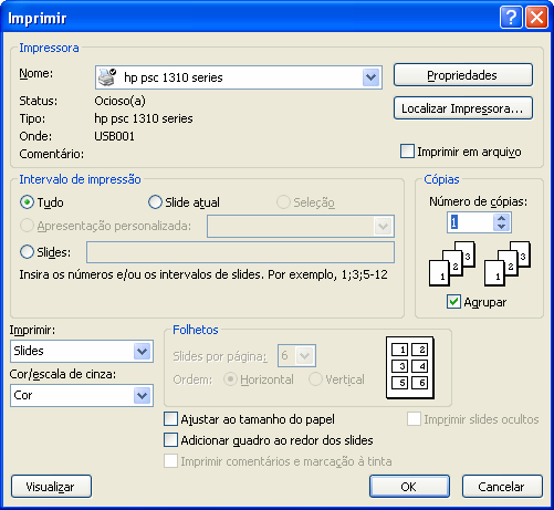 3.5.4. Imprimir Apresentações Imprime uma apresentação criada no Power Point.