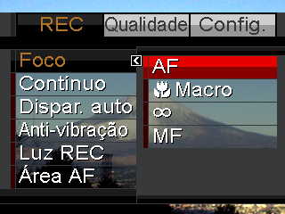 Botões de Operação da Tela do Menu [ ] [ ] [ ] [ ] [SET] [MENU] Seleccionar separadores. [ ] também é utilizado para aplicar uma definição. Selecciona uma opção de definição.