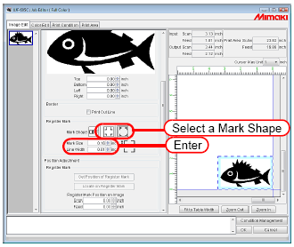 Imprimir Marcas de Registro Quando Paneling ou Add Label for ajustado, os ajustes de Register Mark são invalidados.