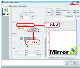 Funções específicas ao Arranged (Layout Arrangement) Organiza as imagens. Organizando as Imagens (quando existirem múltiplas imagens) O ajuste do alinhamento e margens podem ser feitos com Job Editor.