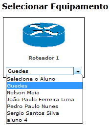 51 Figura 38: Tela para atribuir equipamento aos alunos Após o aluno acessar o equipamento é apresentada uma interface similar à interface de um aplicativo de conversas, onde se pode ver a tela de