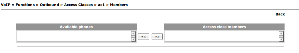 4.9 VoIP 145 Figura 4.72: VoIP - Classes de Acesso - Inserir Figura 4.73: VoIP - Classes de Acesso - Membros endereço) e este é associado a um telefone externo à empresa.