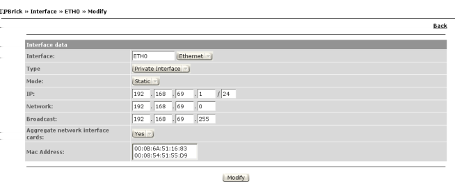 164 Configurações Avançadas Figura 5.1: Configurações Avançadas da IPBrick Figura 5.2: Configurações Avançadas - Bonding 5.1.3 Acesso WEB Esta secção permite fazer a gestão de acessos e licenças da IPBrick(Figura 5.