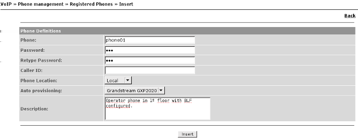 5.6 Telefonia 217 Figura 5.60: Telefonia - Registo simples de telefone Opções Gerais Encontrará os seguintes campos em Opç~oes (Figura 5.61): Router com DNAT Total?