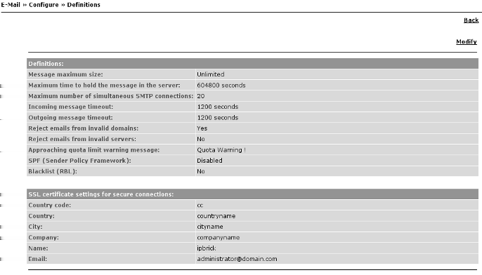 50 IPBrick.I Figura 3.32: E-Mail - Definições 1/2 3.8.3 Gestão de Filas A gestão de filas (Figura 3.