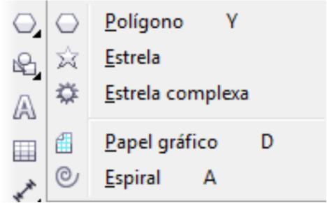 Esta caixa de ferramentas permite criar polígonos estrelas, estrelas complexas, papel gráfico e espiral, sua utilização é muito simples, mesmo método que a elipse e o retângulo.