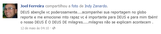 Figura 14 Captura comentários na foto do mendigo gato Fonte: (FACEBOOK, 2012) A repercussão foi muito grande, gerando outros diversos compartilhamentos