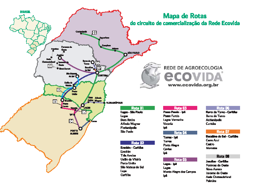 27 Figura 5 Mapa de rotas do circuito de comercialização da Rede Ecovida de Agroecologia 2 Fonte: MAGNANTI: 2008, p.