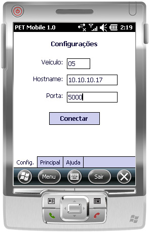 conexão (indicada no servidor). Com exceção do código do veículo, essas informações devem ser passadas ao usuário pelo responsável técnico.