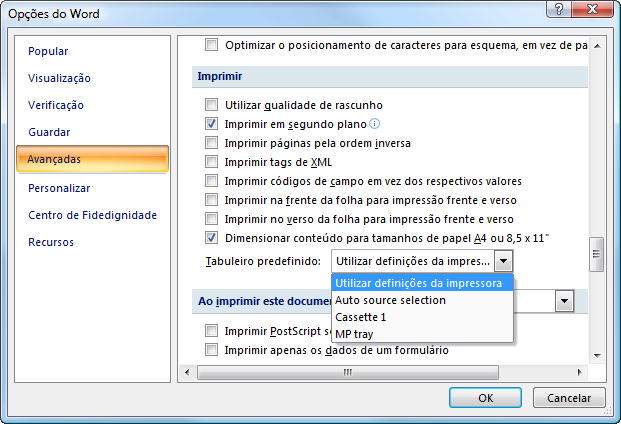 Imprimir a partir de Software de Aplicação Os passos necessários para imprimir um documento criado com uma aplicação encontram-se descritos em seguida.