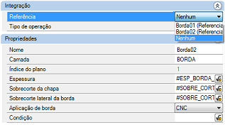 BORDA_FRONTAL, BORDA_ESQ, BORDA_TRASEIRA, BORDA_DIR O que faz: Carrega a referência da fita de borda aplicada no perfil de cada peça de composição.