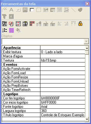 Capítulo 10 - Um exemplo prático 245 Isto ativará o Editor de Recursos do GAS para a formatação da tela do módulo de Fornecedores. A janela de Ferramentas da tela, representada na figura 10.