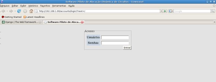 Apêndice C Manual de Uso O artefato funciona através de um programa browser de internet, no endereço do dispositivo onde foi instalado.