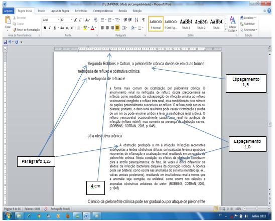 46 Figura 15 Padrão dos Espaçamentos Fonte: FAAr, 2012 (elaboração nossa) Observações: - se houver parágrafo, deve-se mantê-lo; - neste tipo de citação não se deve colocar aspas; - afastar 4cm da
