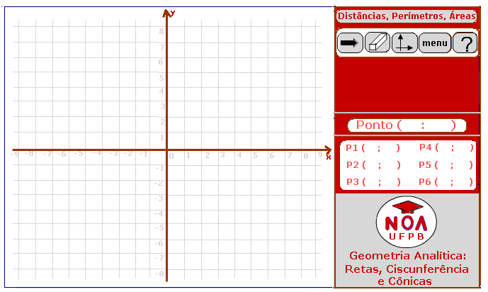 111 Os eixos cartesianos, bidimensionais (eixos x e y), deverão surgir na tela na seguinte ordem: primeiro surge o eixo dos x, depois o eixo dos y e por último a malha quadriculada juntamente com os